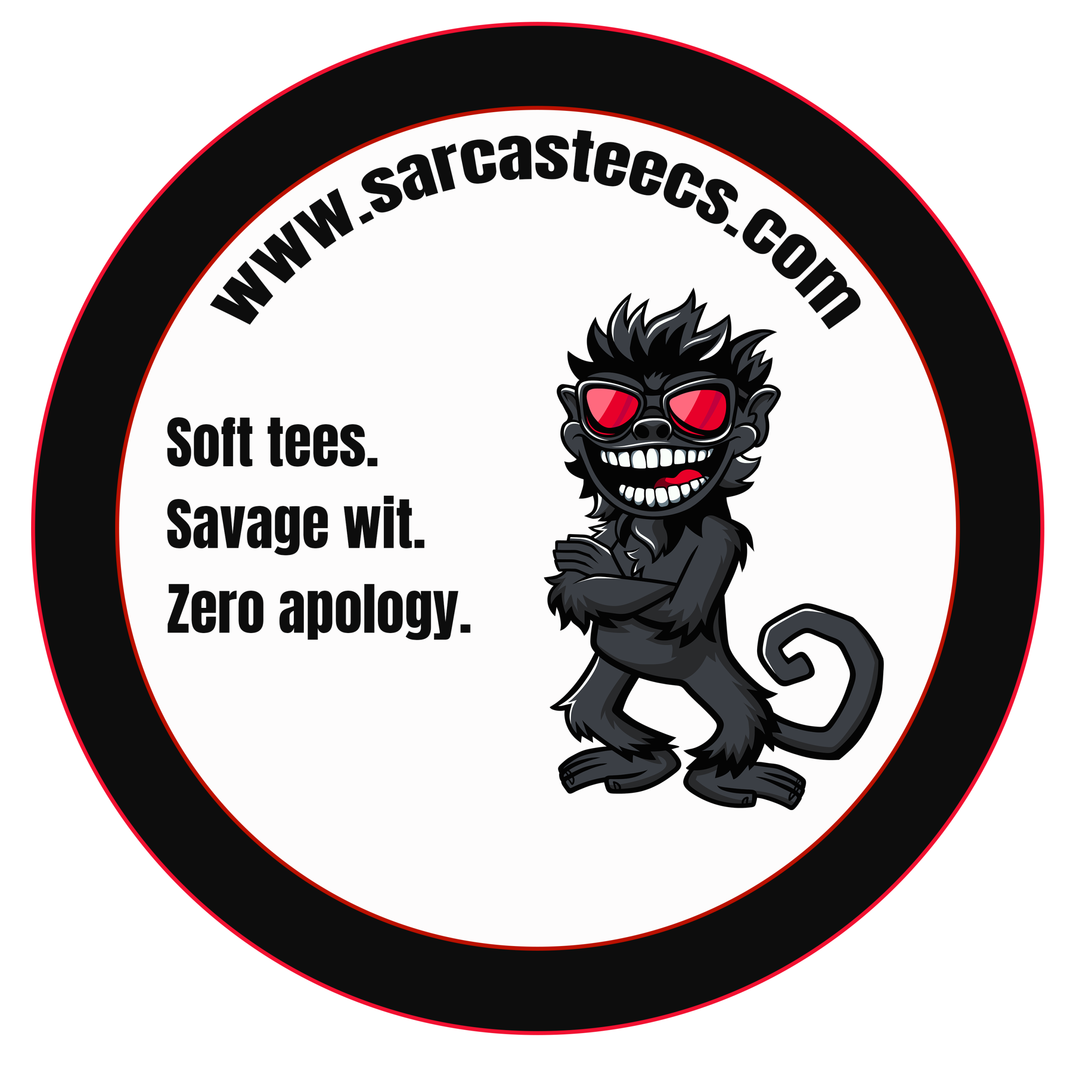 SarcasTEEcs funny graphic apparel sponsor logo